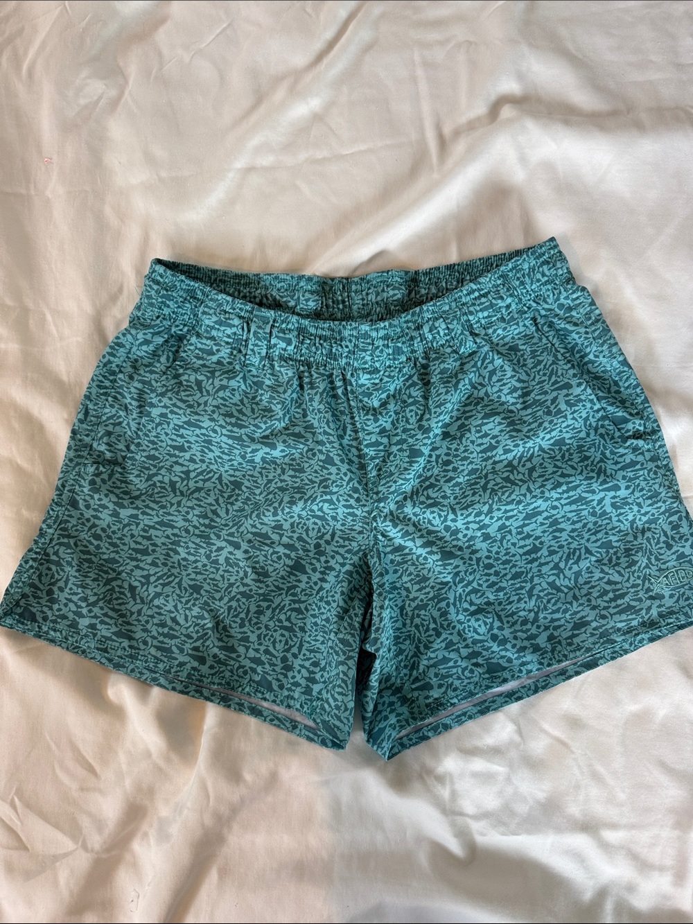 AFTCO Teal Patterned Athletic Shorts
